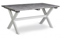 Shabby Chic Tisch gebürstete Tischplatte mit grauen Lasur  weisse BeineKiefer L 160cm B 86cm 320.009
